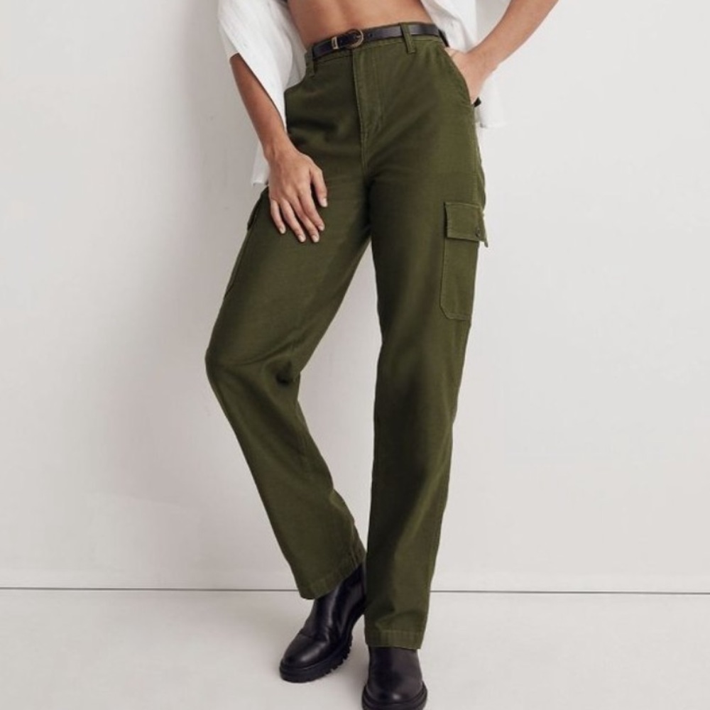 Madewell Baggy Straight Cargo Pants Garment Dyed Edition Green 28